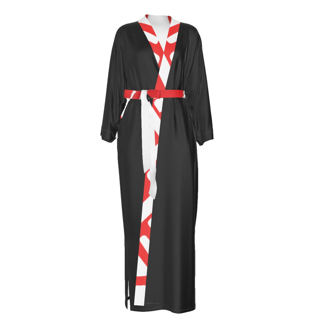 MODEL 8LΛCK- Satin Kimono Long Robe
