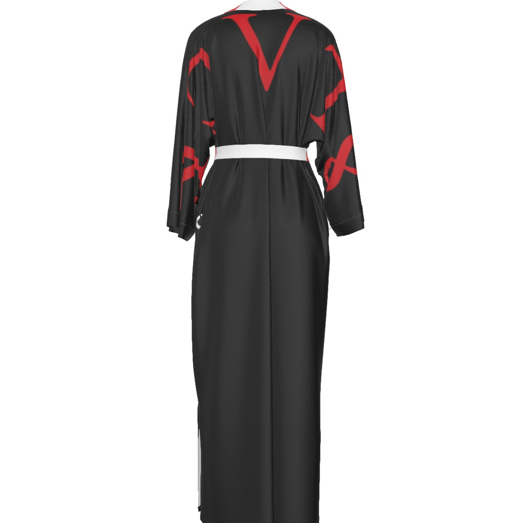 MODEL 8LΛCK- Satin Kimono Long Robe